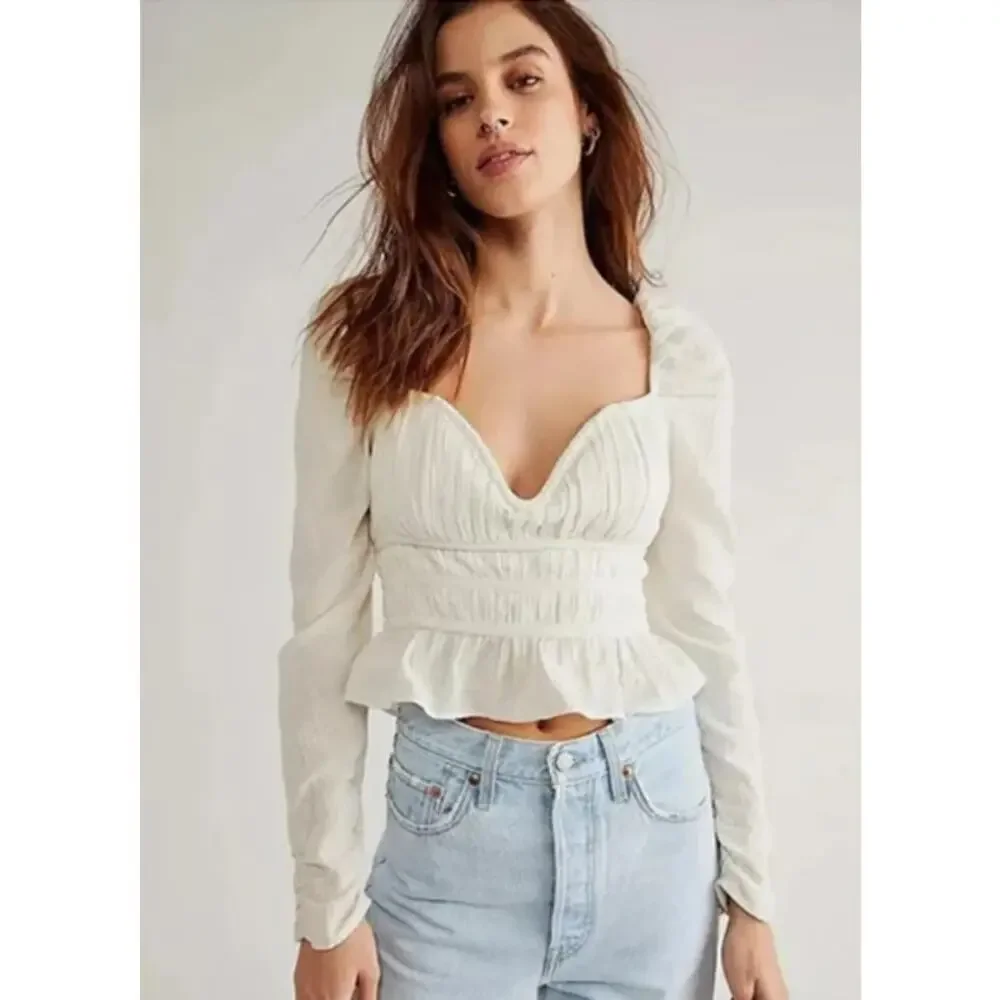 Free People Chloe Top White Size M